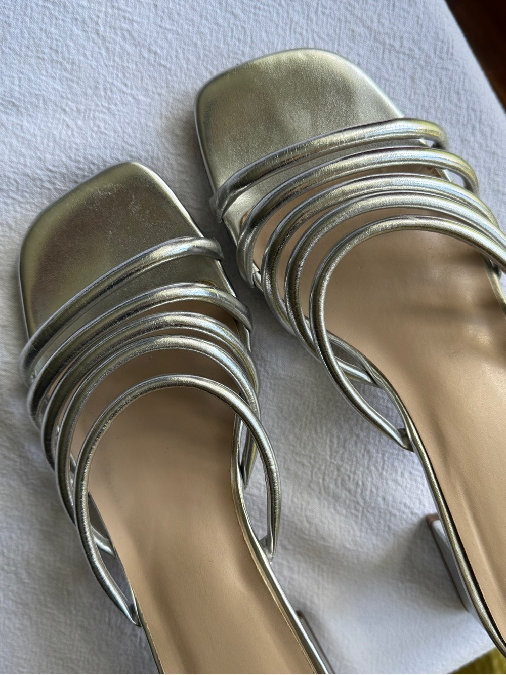 BP Silver Multi-Strap Strappy Block Heel Sandals Heels - Picture 3 of 7